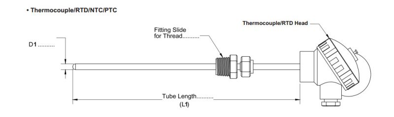 TSK-17/TSJ-17- Cảm biến nhiệt độ / Temperature Sensor,Thermocouple Type K,J,T,E,N,NTC (1K, 2K, 10K),PTC (1K, 2K),