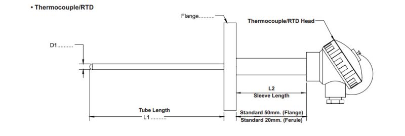 TSK-18/TSJ-18-Cảm biến nhiệt độ/ Temperature Sensor,Thermocouple Type K,J,T,E,N,RTD PT100, PT1000, Model:TSK-18/TSJ-18